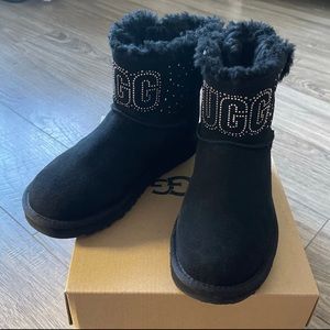 UGG Classic Mini with Gem in black, Size US W6 (equivalent to big kids size 4.5)